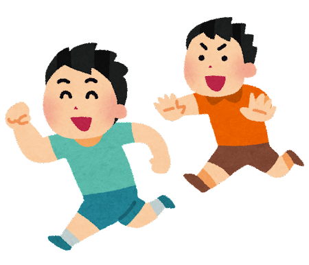 おいかけっこをしている男の子２人のイラスト