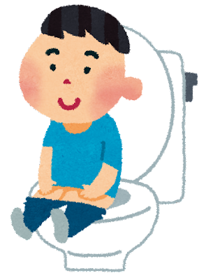 トイレで便をしている男の子のイラスト